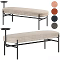 Modern Upholstered Bench With Black Metal Frame And Color Options Orange Navy Gray Beige