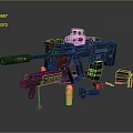 Detailed Modern Tactical Rifle With Scope Magazines Bullets And Ammunition Accessories