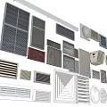 Different Styles of Air Conditioner Vents With Various Grille Designs and Shapes