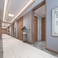 Hospital Outpatient Clinic Corridor With TCM Decor And Wooden Doors