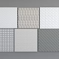 Decorative Textured Wall Panels With Various Patterns In White And Gray Tones 3d model