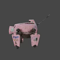 Vintage Pink Steampunk Mechanical Game and Movie Character With Gear Background