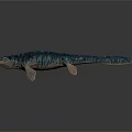 Mosasaurus Blue Green Striped Aquatic Animal With Flippers Long Snout And Sharp Teeth 3D Rendering 3d model