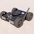 Robot Car Chassis With Four Wheels And Antenna Mechanical Structure 3d model