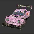 Pink HARIBO Racing Car With Number 43 Rear Spoiler And Sponsor Logos