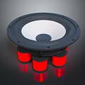 High Quality Audio Speaker With Black Frame White Diaphragm And Red Base Components 3d model