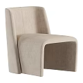 Modern Beige Upholstered Accent Chair With Curved Back And Soft Fabric