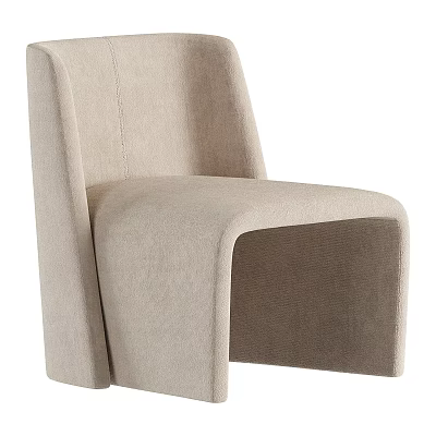 Modern Beige Upholstered Accent Chair With Curved Back And Soft Fabric 3d model