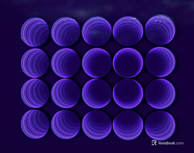 Commercial Equipment Purple LED Illuminated With Round Spiral Design Neatly Arranged 3d model 