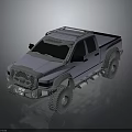 Modified Off-Road Pickup Truck With Front Grille Guard Roof Rack Large Tires And Side Steps