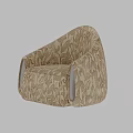 Modern Single Sofa with Beige Brown Floral Pattern and Curved Armrests