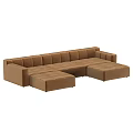 Brown Velvet Modular Sectional Sofa Featuring Spacious Seating and Modern Comfortable Design 3d model