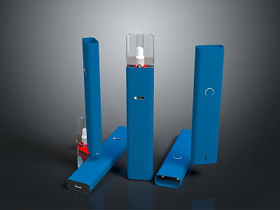 Blue Portable Electronic Vaping Devices with Transparent Caps and USB Ports 3d model