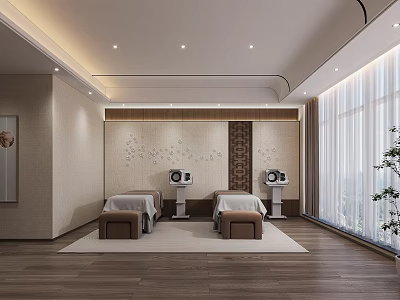 Modern Hospital Outpatient Clinic Interior With Treatment Beds 3d model