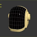Futuristic Helmet Design With Gold Accents Black Shell And Reflective Building Reflection