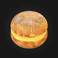 Freshly Baked Sweet Bun With Golden Crust And Creamy Yellow Filling