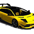 Yellow Sports Car With Black Roof Rear Spoiler And Sporty Exterior Design
