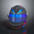 Weapon Helmet With Tactical Design Carbon Fiber Shell And Blue Red Color Accents
