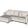 Modern Beige Sectional Sofa With Multiple Soft Cushions And Black Legs 3d model