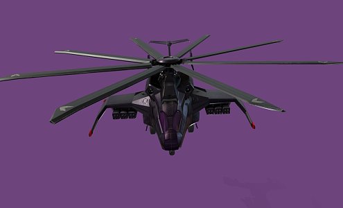 Attack helicopter sci-fi 3d model