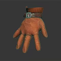 Orange Leather Glove With Brown Belt Buckle And Smooth Surface Texture