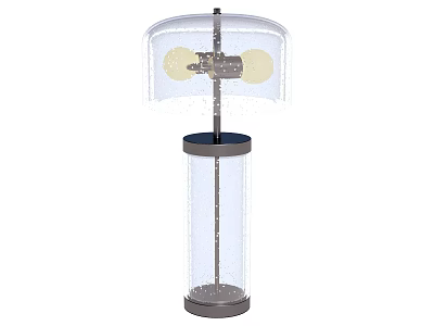 Modern Transparent Glass Table Lamp With Dome Shade And Two Spherical Bulbs 3d model