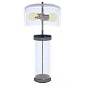 Modern Transparent Glass Table Lamp With Dome Shade And Two Spherical Bulbs