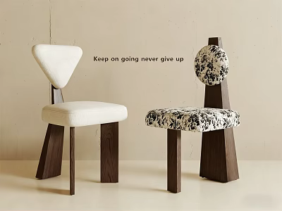 Modern Dining Chairs Featuring White Upholstery And Patterned Design With Wooden Legs 3d model