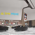 Wanda Cinema Prime Modern Lobby With Ticket Office Concession Stand And Sofas 3d model