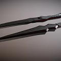 Fantasy Daggers With Sharp Blades Unique Handles And Metal Reflective Surface