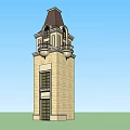 Elegant Stone Tower With Dark Brown Roof Ornate Balconies And Classic Windows