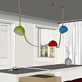 LEUCOS Linear Chandelier Restaurant Chandelier Multi-head Chandelier Dining Table Vase 3d model