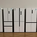 White Modern Refrigerators And Freezers In Various Designs On