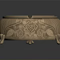 Ornate Brass Ashtray Featuring Intricate Carved Rose Patterns And Decorative Feet