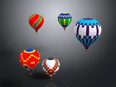 Colorful Patterned Hot Air Balloons As Outdoor Amusement Equipment For Recreation 3d model
