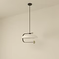Modern Minimalist Pendant Light With White Shade Black Metal Frame And Gold Accents