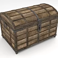 Vintage Wooden Chest With Wooden Slats Metal Straps Lock And Legs