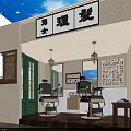 Cultural Center Interior Featuring Vintage Street Shops Horse Carriage Street Lamps And Starry Ceiling
