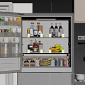 Open Refrigerator Filled With Various Food Drinks And Fresh Produce In Kitchen