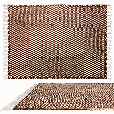 Square Rug With Textured Pattern And Fringed Edges 3d model