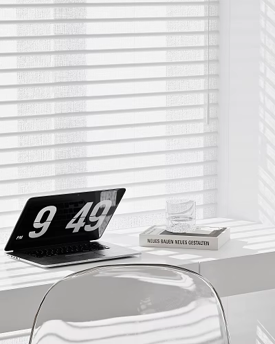 Inflatable Model Display With Laptop And Books On White Table By Blinds 3d model