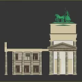 Brandenburg Gate Classical Structure With Columns Green Roof And Top Statues 3d model