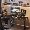 Study E-sports Table Lifting Table Keyboard Mouse Game Machine Speaker Ornaments 3d model