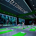 Modern Yoga Fitness Studio With Green Mats Large Screens And Fitness Balls