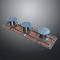 Long Dining Table With Three Metal Domes On Wooden Base Design