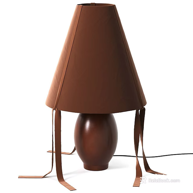 Brown Leather Table Lamp With Tassel Decorations And Elegant Minimalist Design 3d model 