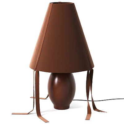 Brown Leather Table Lamp With Tassel Decorations And Elegant Minimalist Design 3d model