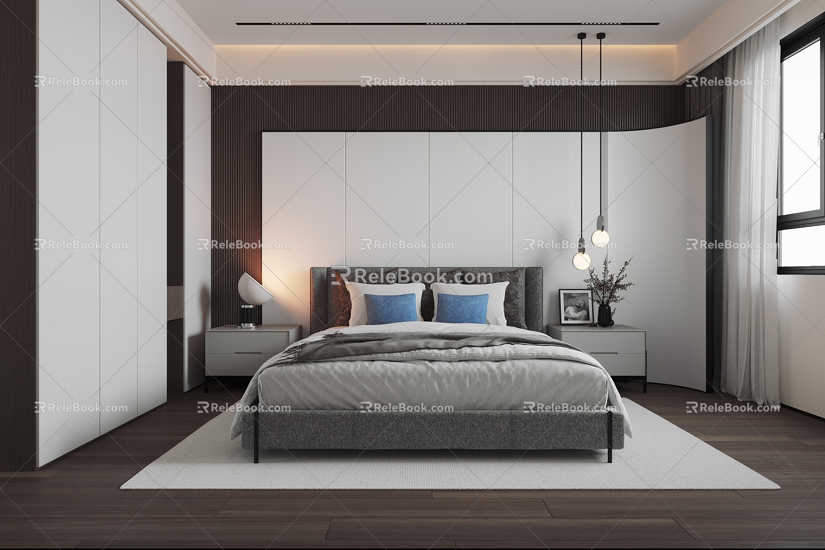 Bedroom without main light 3d model