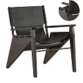 Modern Leisure Chair With Dark Wood Frame And Comfortable Leather Seat