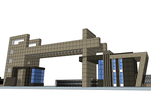 Modern gate entrance sentry box 3d model